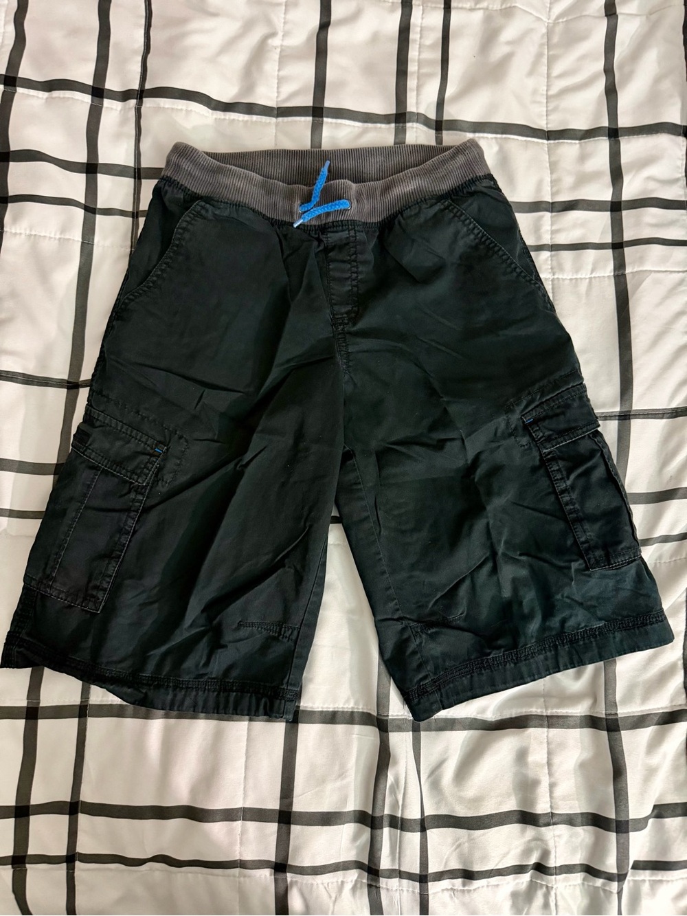 Kid’s Black Cargo Drawstring Shorts